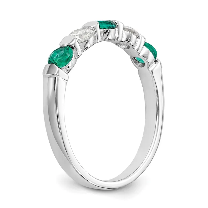 Rings Goldia Solid 14k White Gold Simulated CZ wSimulated Emerald Band