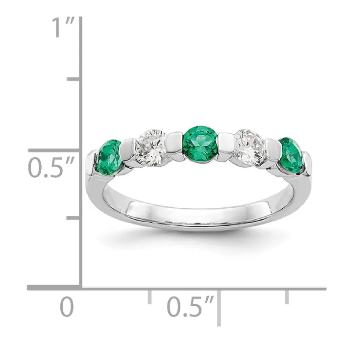 Rings Goldia Solid 14k White Gold Simulated CZ wSimulated Emerald Band