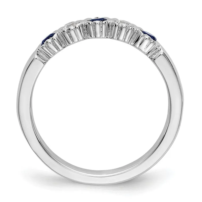 Rings Goldia Solid 14k White Gold Simulated CZ wSimulated Sapphire Band