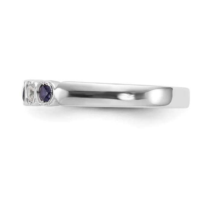 Rings Goldia Solid 14k White Gold Simulated CZ wSimulated Sapphire Band