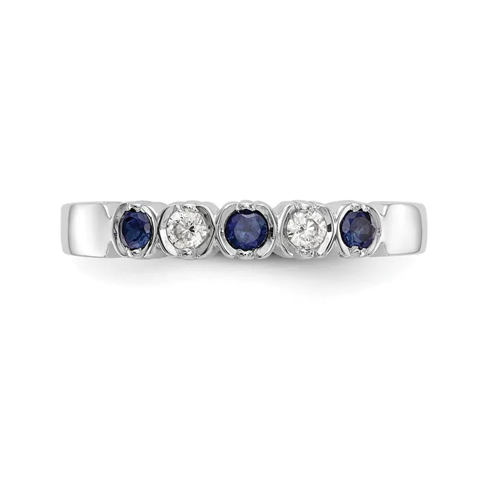 Rings Goldia Solid 14k White Gold Simulated CZ wSimulated Sapphire Band