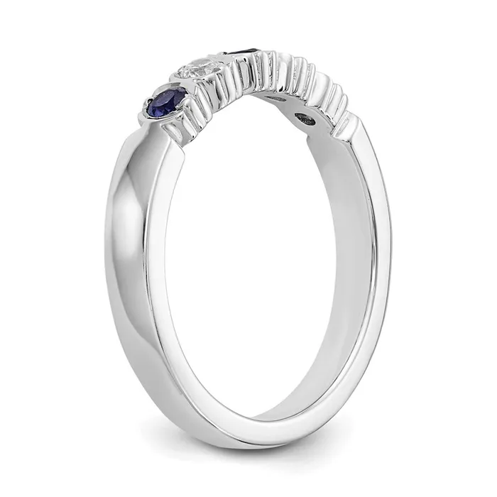 Rings Goldia Solid 14k White Gold Simulated CZ wSimulated Sapphire Band