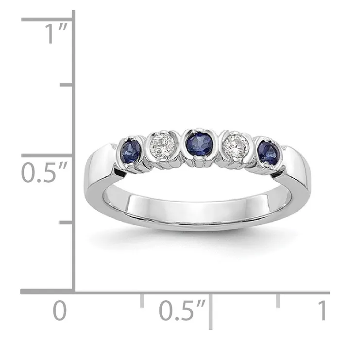 Rings Goldia Solid 14k White Gold Simulated CZ wSimulated Sapphire Band