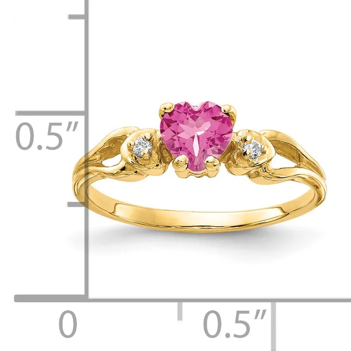 Rings Goldia Solid 14k Yellow Gold 5mm Heart Simulated Pink Tourmaline VS CZ Ring