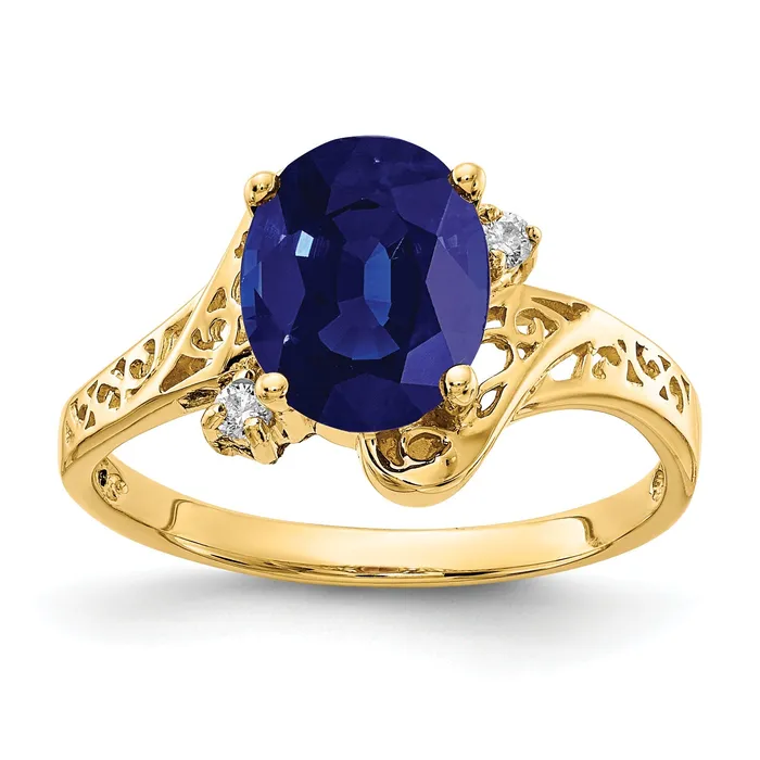 Rings Goldia Solid 14k Yellow Gold 9x7mm Oval Simulated Sapphire AAA CZ Ring Rings Goldia Solid 14k Yellow Gold 9x7mm Oval Simulated Sapphire AAA CZ Ring