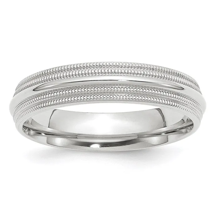 Rings Goldia Solid 18K White Gold 5mm Double Milgrain Comfort Fit MensWomens Wedding Band Ring Size 5 Rings Goldia Solid 18K White Gold 5mm Double Milgrain Comfort Fit MensWomens Wedding Band Ring Size 5