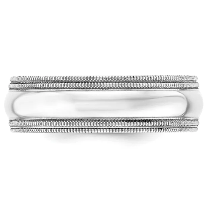 Rings Goldia Solid 18K White Gold 7mm Double Milgrain Comfort Fit MensWomens Wedding Band Ring Size 75 Rings Goldia Solid 18K White Gold 7mm Double Milgrain Comfort Fit MensWomens Wedding Band Ring Size 75