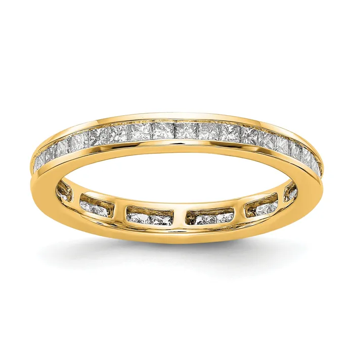 Rings Goldia Solid Real 14k Polished 1ct Princess Channel Set CZ Eternity Wedding Band Ring Rings Goldia Solid Real 14k Polished 1ct Princess Channel Set CZ Eternity Wedding Band Ring
