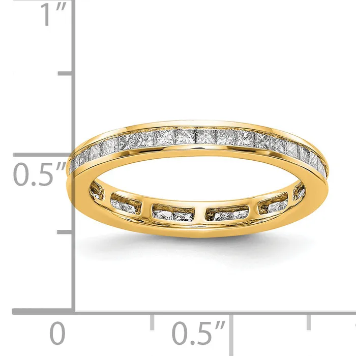 Rings Goldia Solid Real 14k Polished 1ct Princess Channel Set CZ Eternity Wedding Band Ring