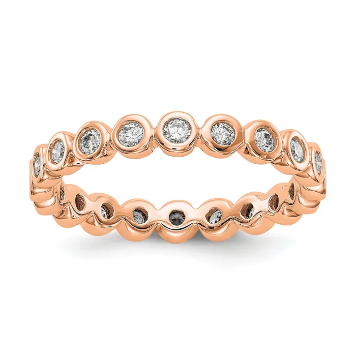 Rings Goldia Solid Real 14k Rose Gold Polished 12ct Bezel Set CZ Eternity Wedding Band Ring Rings Goldia Solid Real 14k Rose Gold Polished 12ct Bezel Set CZ Eternity Wedding Band Ring