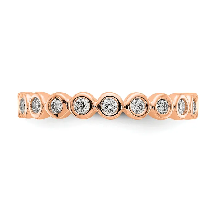 Rings Goldia Solid Real 14k Rose Gold Polished 12ct Bezel Set CZ Eternity Wedding Band Ring