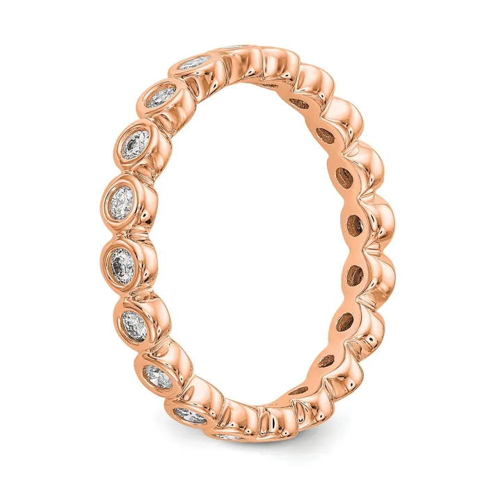 Rings Goldia Solid Real 14k Rose Gold Polished 12ct Bezel Set CZ Eternity Wedding Band Ring