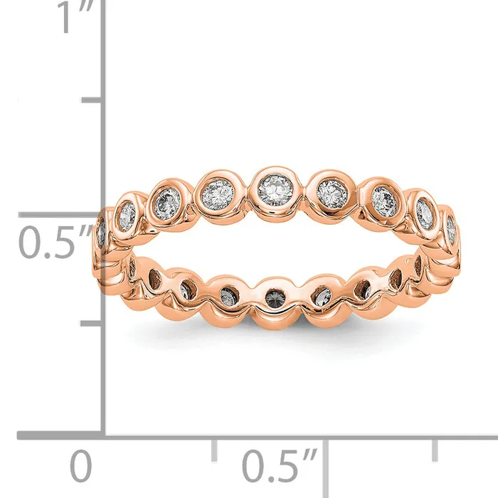 Rings Goldia Solid Real 14k Rose Gold Polished 12ct Bezel Set CZ Eternity Wedding Band Ring