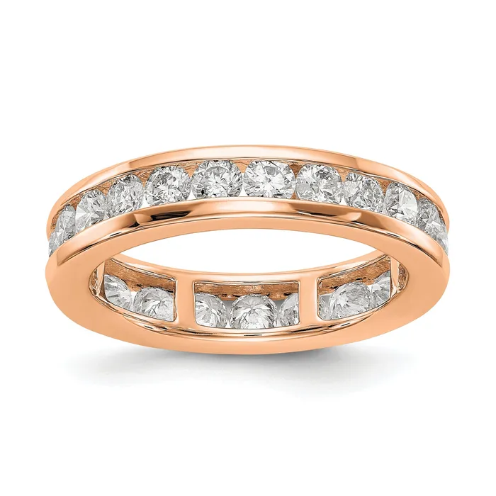 Rings Goldia Solid Real 14k Rose Gold Polished 2ct Channel Set CZ Eternity Wedding Band Ring Rings Goldia Solid Real 14k Rose Gold Polished 2ct Channel Set CZ Eternity Wedding Band Ring