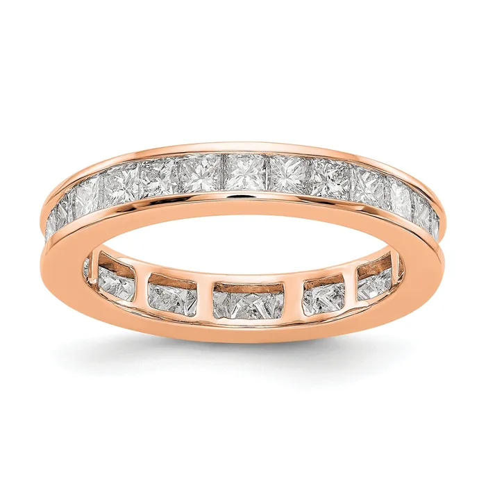 Rings Goldia Solid Real 14k Rose Gold Polished 2ct Princess Channel Set CZ Eternity Wedding Band Ring Rings Goldia Solid Real 14k Rose Gold Polished 2ct Princess Channel Set CZ Eternity Wedding Band Ring