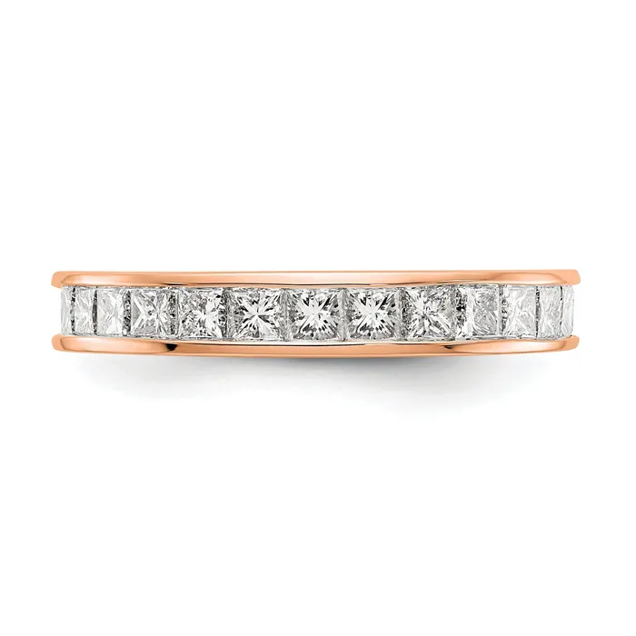 Rings Goldia Solid Real 14k Rose Gold Polished 2ct Princess Channel Set CZ Eternity Wedding Band Ring