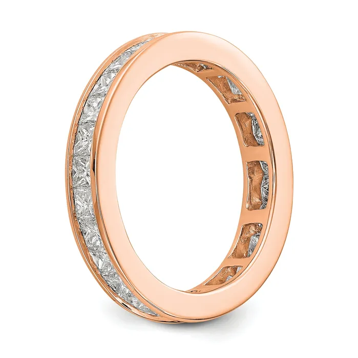 Rings Goldia Solid Real 14k Rose Gold Polished 2ct Princess Channel Set CZ Eternity Wedding Band Ring