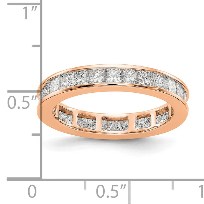 Rings Goldia Solid Real 14k Rose Gold Polished 2ct Princess Channel Set CZ Eternity Wedding Band Ring