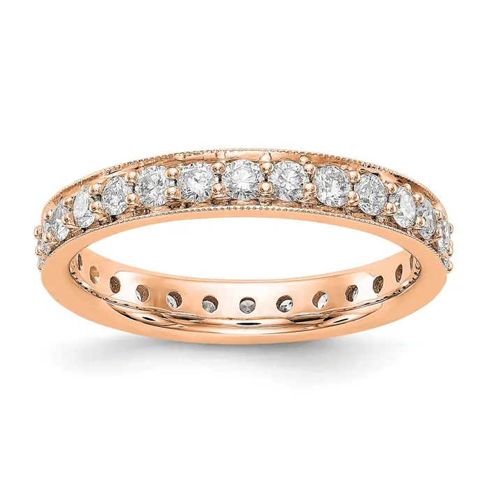 Rings Goldia Solid Real 14k Rose Gold Polished Vintage 1ct CZ Eternity Wedding Band Ring Rings Goldia Solid Real 14k Rose Gold Polished Vintage 1ct CZ Eternity Wedding Band Ring