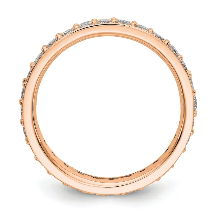 Rings Goldia Solid Real 14k Rose Gold Polished Vintage 1ct CZ Eternity Wedding Band Ring