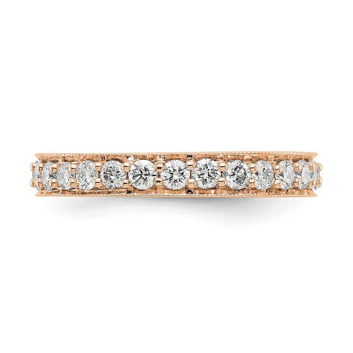 Rings Goldia Solid Real 14k Rose Gold Polished Vintage 1ct CZ Eternity Wedding Band Ring