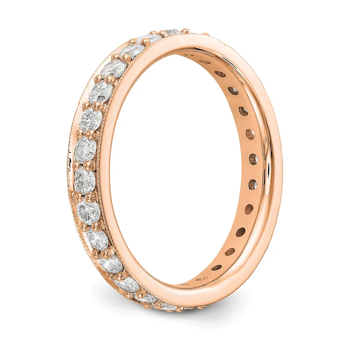 Rings Goldia Solid Real 14k Rose Gold Polished Vintage 1ct CZ Eternity Wedding Band Ring