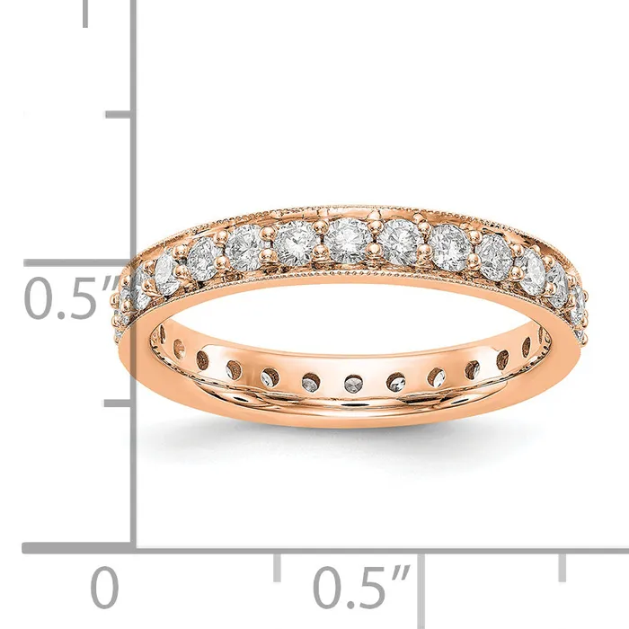 Rings Goldia Solid Real 14k Rose Gold Polished Vintage 1ct CZ Eternity Wedding Band Ring