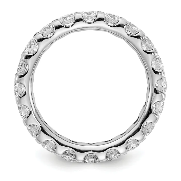 Rings Goldia Solid Real 14k White Gold Polished U Shared Prong 3ct CZ Eternity Wedding Band Ring