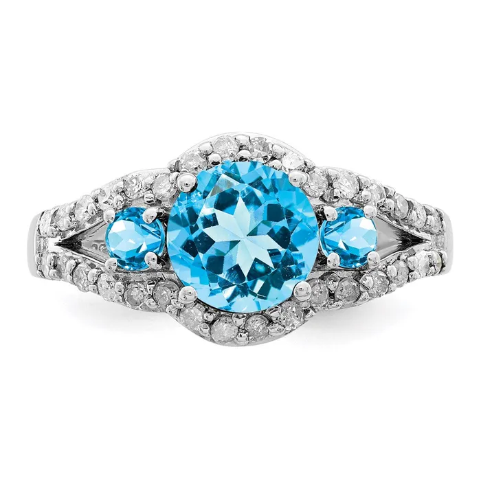 Rings Goldia Sterling Silver Rhodium Blue Topaz u0026 Diamond Ring