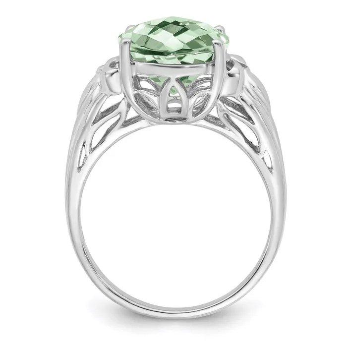 Rings Goldia Sterling Silver Rhodium CheckerCut Green Quartz Ring