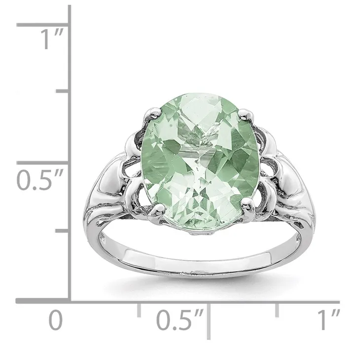 Rings Goldia Sterling Silver Rhodium CheckerCut Green Quartz Ring