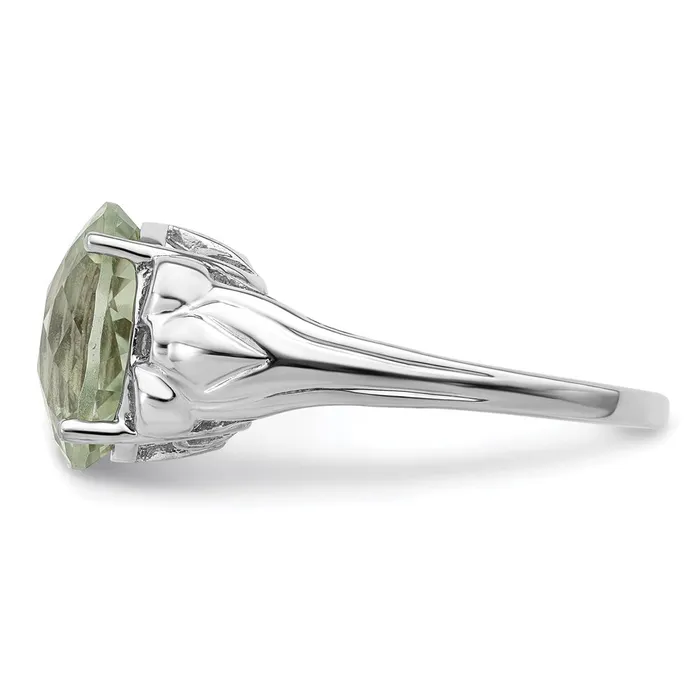 Rings Goldia Sterling Silver Rhodium CheckerCut Green Quartz Ring