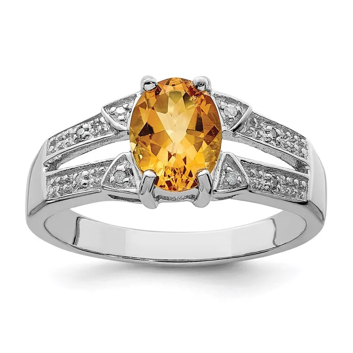 Rings Goldia Sterling Silver Rhodium Citrine Diamond Ring