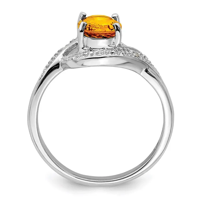 Rings Goldia Sterling Silver Rhodium Citrine Diamond Ring