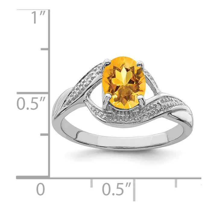 Rings Goldia Sterling Silver Rhodium Citrine Diamond Ring