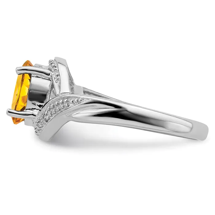 Rings Goldia Sterling Silver Rhodium Citrine Diamond Ring
