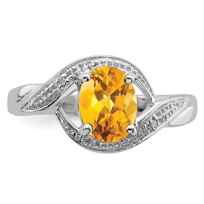 Rings Goldia Sterling Silver Rhodium Citrine Diamond Ring