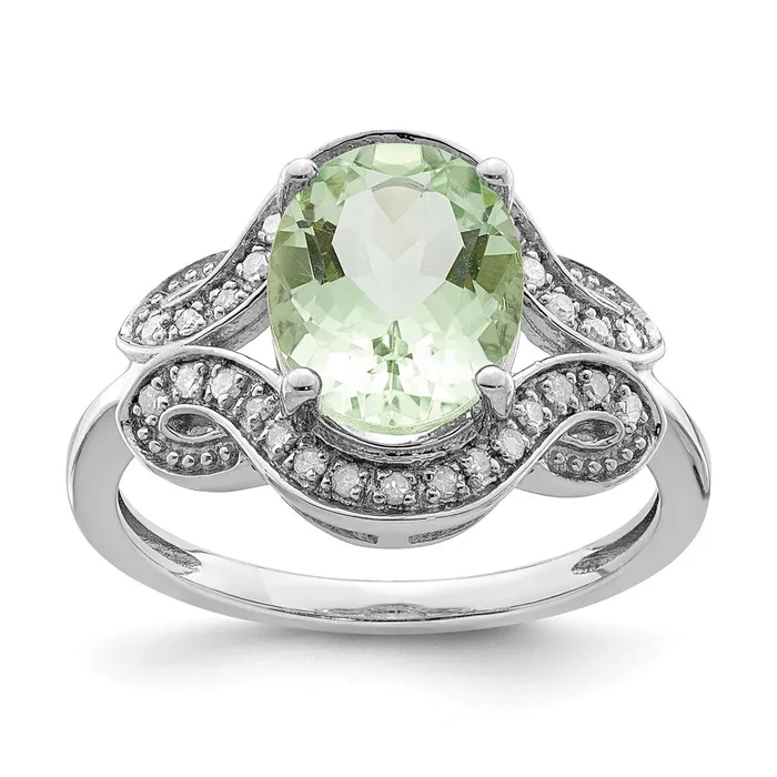 Rings Goldia Sterling Silver Rhodium Diamond u0026 Green Quartz Ring