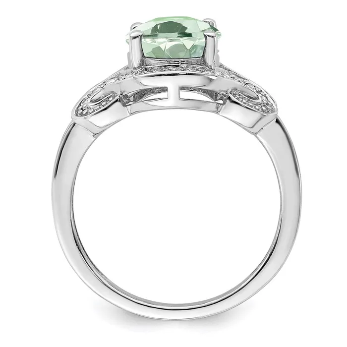 Rings Goldia Sterling Silver Rhodium Diamond u0026 Green Quartz Ring