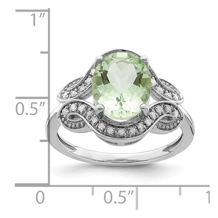 Rings Goldia Sterling Silver Rhodium Diamond u0026 Green Quartz Ring