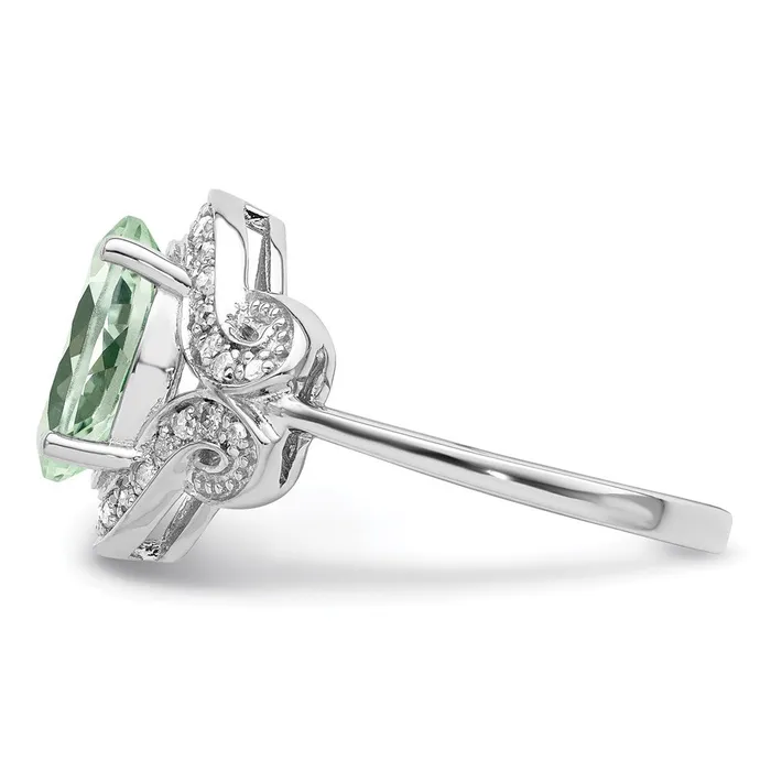 Rings Goldia Sterling Silver Rhodium Diamond u0026 Green Quartz Ring