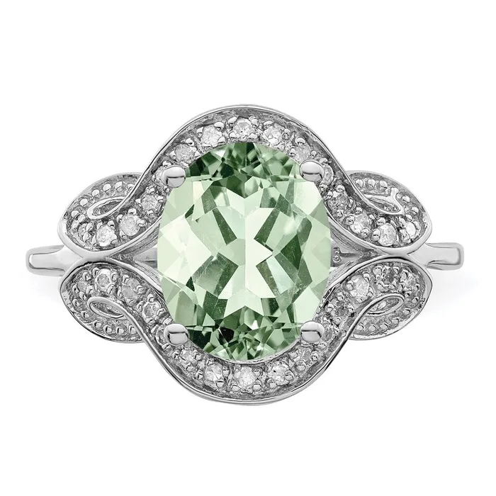 Rings Goldia Sterling Silver Rhodium Diamond u0026 Green Quartz Ring