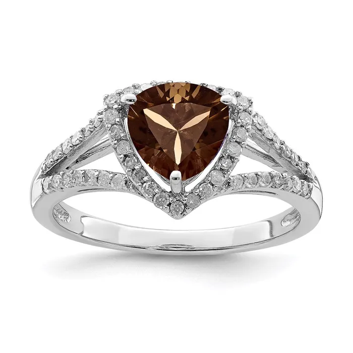Rings Goldia Sterling Silver Rhodium Diamond u0026 Smoky Quartz Ring