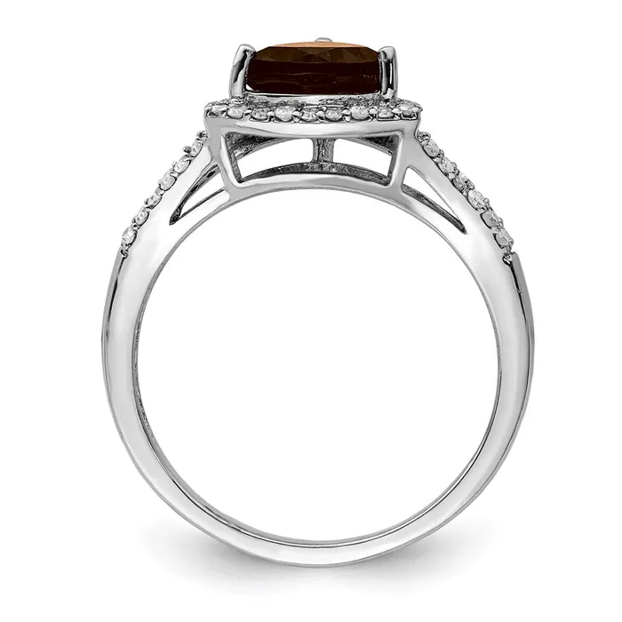 Rings Goldia Sterling Silver Rhodium Diamond u0026 Smoky Quartz Ring