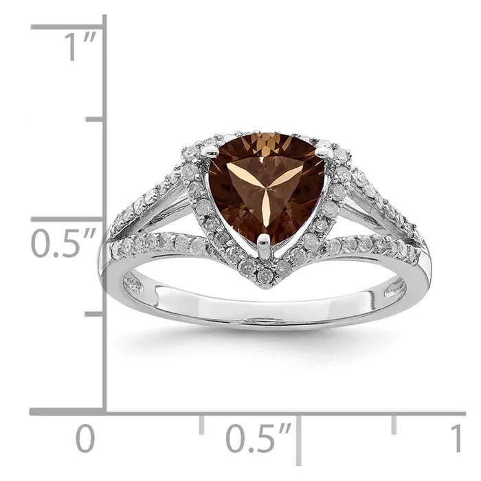 Rings Goldia Sterling Silver Rhodium Diamond u0026 Smoky Quartz Ring