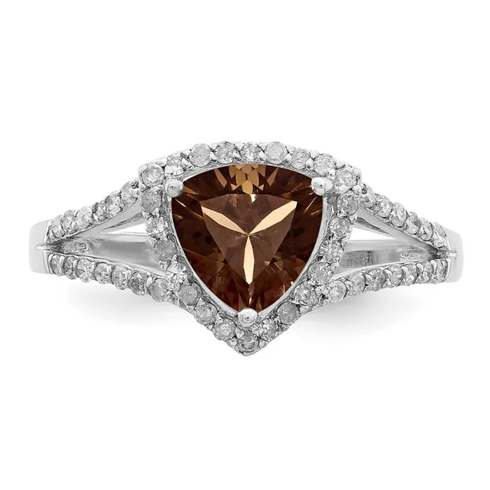 Rings Goldia Sterling Silver Rhodium Diamond u0026 Smoky Quartz Ring