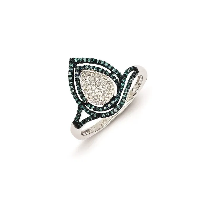 Rings Goldia Sterling Silver Rhodium Plated Blue and White Diamond Ring