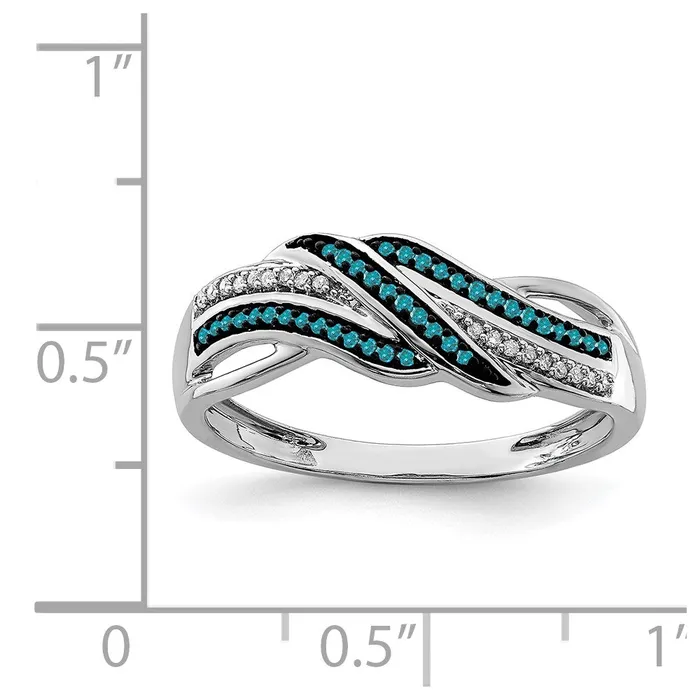 Rings Goldia Sterling Silver Rhodium Plated Blue and White Diamond Ring