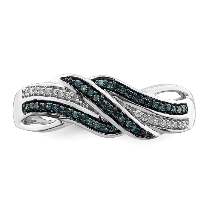 Rings Goldia Sterling Silver Rhodium Plated Blue and White Diamond Ring