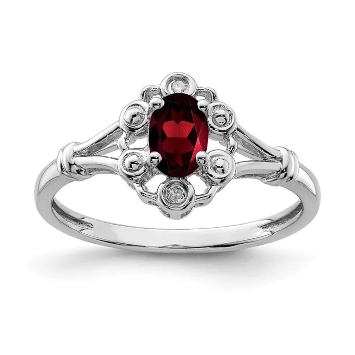 Rings Goldia Sterling Silver Rhodiumplated Garnet u0026 Diamond Ring
